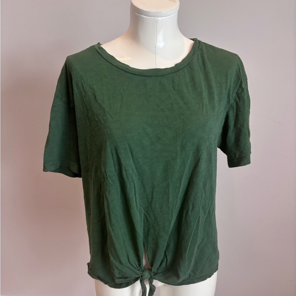 Velvet by Graham & Spencer Forest Green Tie-Front Tee